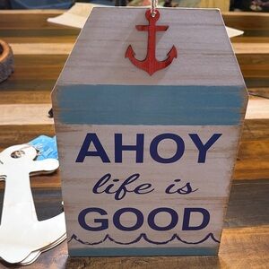 Bundle Anchors and Sign Wall Decor- Cream and Blue